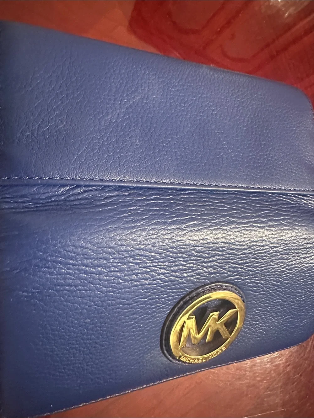 Michael Kors Royal Blue Leather Continental Wallet with MK Medallion